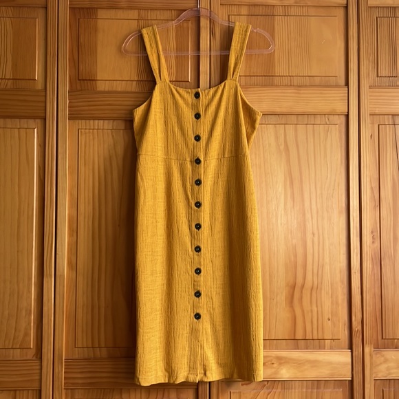 Gold Texture & Thread Button-Front Tank Dress - Picture 2 of 4